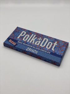 Authentic PolkaDot Dark Chocolate Bar for sale in USA featuring the original holographic security seal and premium Belgian chocolate packaging.